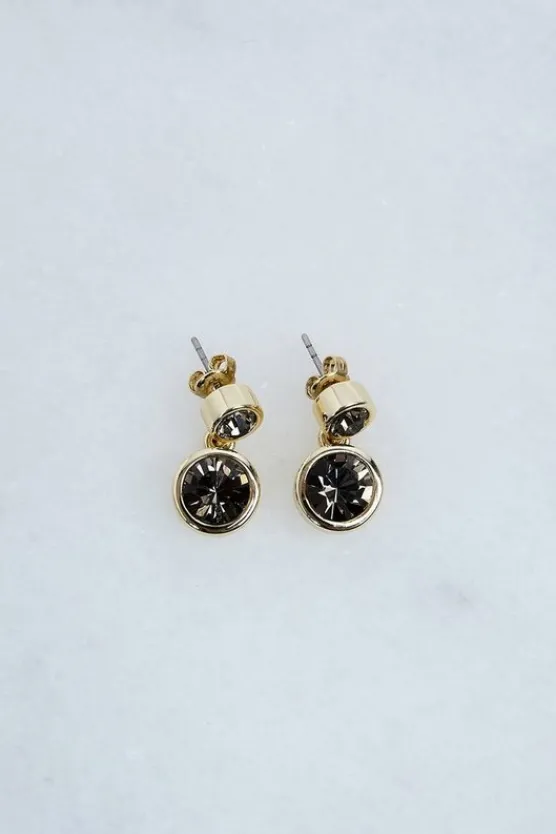 Karen Millen Hand Set European Crystal Solitaire Drop Earrings black Online