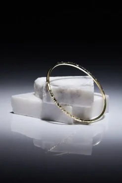 Karen Millen Hand Set European Crystal Sprinkle Bangle gold Discount