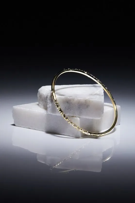 Karen Millen Hand Set European Crystal Sprinkle Bangle gold Discount