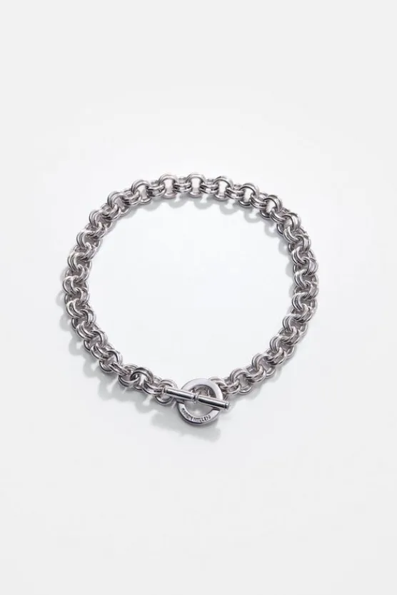 Karen Millen Hand Set European Crystal T-Bar Chain Bracelet silver Best