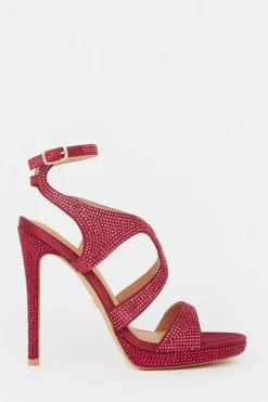 Karen Millen Heatseal Detailed Platform Heel burgundy Fashion