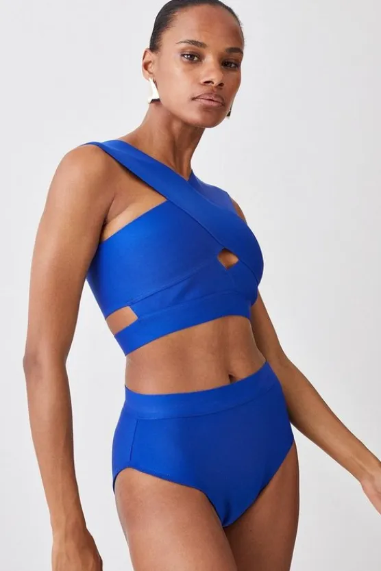 Karen Millen High Waisted Bandage Bikini Bottoms cobalt Discount