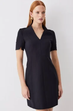 Karen Millen Italian Compact Scuba Jersey Seamed A Line Mini Dress black Fashion