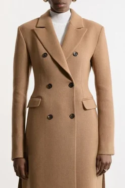 Karen Millen Italian Manteco Wool Double Breasted Tailored Maxi Coat Clearance