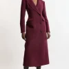 Karen Millen Italian Wool Blend Tailored Fitted Maxi Coat Clearance