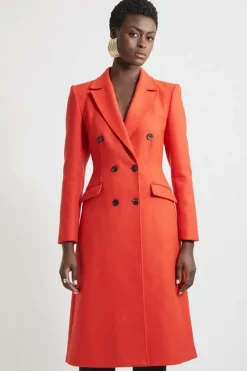 Karen Millen Italian Wool Fitted Midi Coat red Online