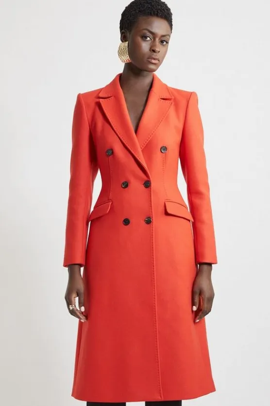 Karen Millen Italian Wool Fitted Midi Coat red Online