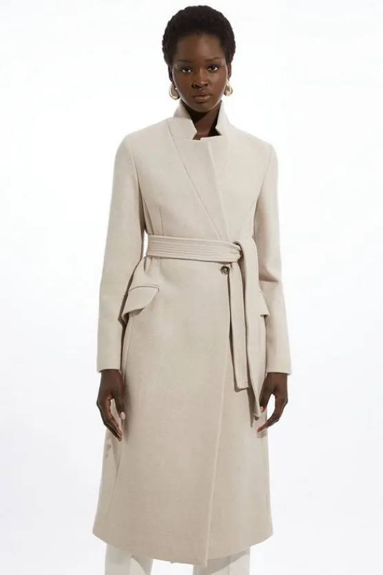 Karen Millen Italian Wool Intank Topment Notch Neck Coat Online