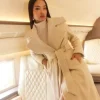 Karen Millen Italian Wool Oversized Cable Effect Wrap Belted Coat Outlet