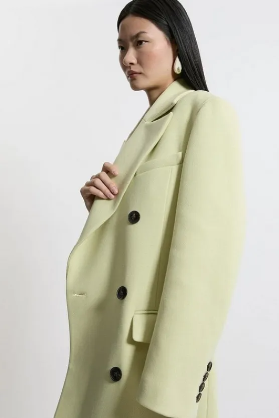 Karen Millen Italian Wool Strong Shoulder Anti Fit Midi Coat lime Online