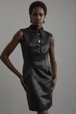 Karen Millen Jacquard Tailored Mini Shirt Dress multi Sale