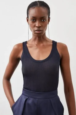 Karen Millen Jersey Ribbed Tank navy Best
