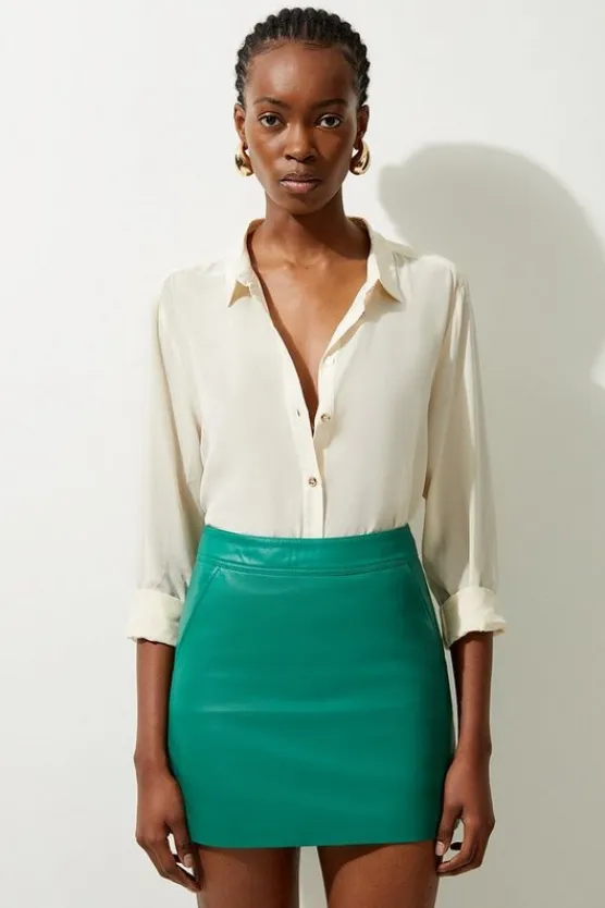 Karen Millen Leather Mini Skirt brightgreen Online