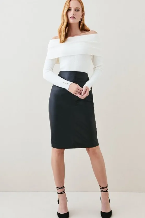 Karen Millen Leather Signature Skirt Co-ord black Fashion