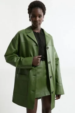 Karen Millen Leather Tailored Jacket olive Best