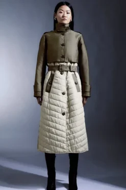Karen Millen Lightweight Padded Hybrid Trench Coat khaki Fashion