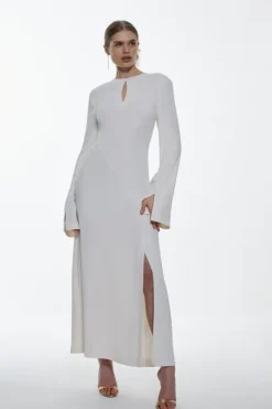 Karen Millen Long Sleeve Column Midi Dress ivory Outlet