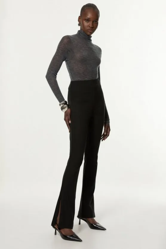 Karen Millen Luxe Ponte Jersey Flared Pants black Clearance