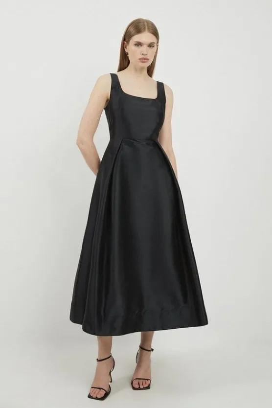 Karen Millen Lydia Millen Petite Taffeta Full Skirt Tailored Midi Dress black Hot