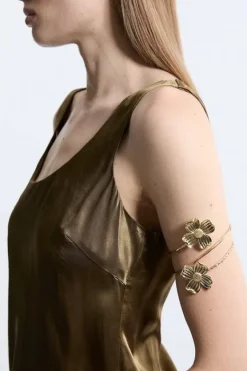 Karen Millen Metal Flower Arm Cuff gold Hot
