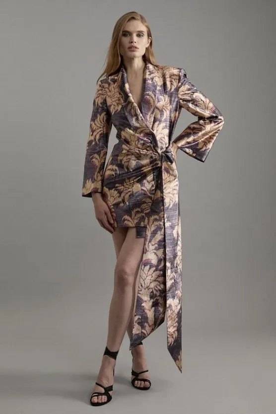 Karen Millen Metallic Tailored Blazer Mini Dress floral Best