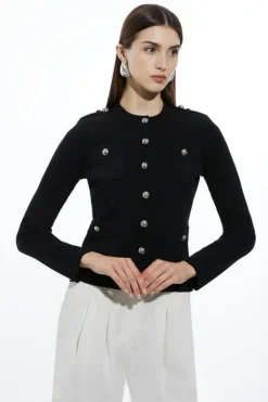 Karen Millen Military Trim Knitted Four Pocket Jacket black Online