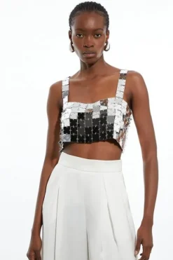 Karen Millen Mirrored Chainmail Co-Ord Set pewter Best