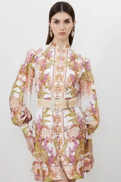 Karen Millen Mirrored Viscose Linen Mini Dress floral Online