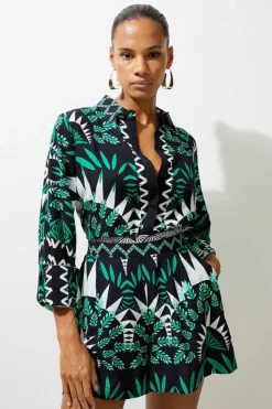 Karen Millen Printed Viscose Woven Beach Shirt mono Best