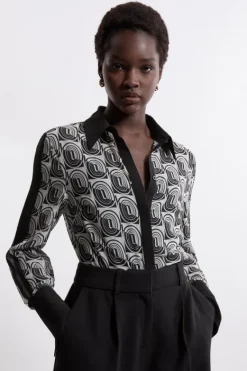 Karen Millen Print Woven Shirt mono Sale