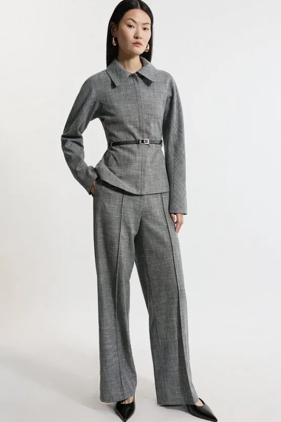 Karen Millen Textured High Waist Wide Leg Dress Pants mono Sale