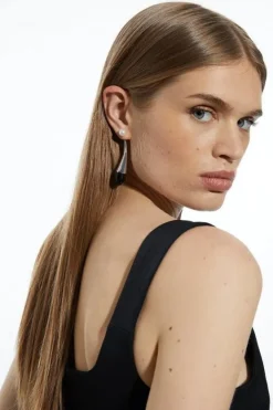 Karen Millen Pearl Drop Statement Earring silver New