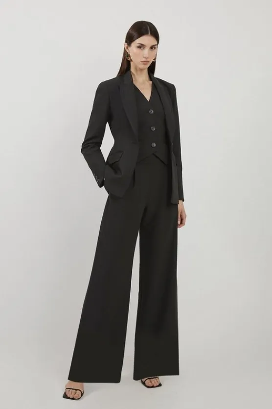 Karen Millen Petite Clean Tailored Grosgrain Tipped Suit black Clearance