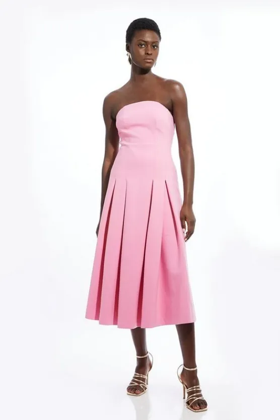 Karen Millen Petite Compact Stretch Tailored Midi Prom Dress blush New