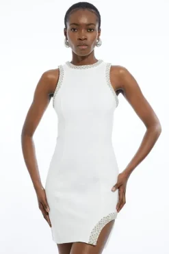 Karen Millen Petite Crystal Embellished Jersey Mini Dress ivory Best