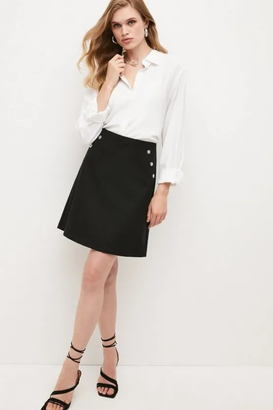 Karen Millen Petite Essential Techno Woven Skirt black Outlet
