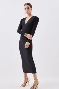 Karen Millen Petite Figure Form Bandage Knit Maxi Dress black Online