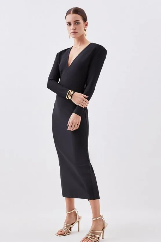 Karen Millen Petite Figure Form Bandage Knit Maxi Dress black Online