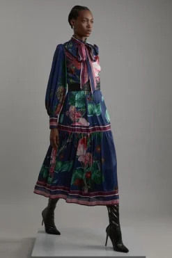 Karen Millen Petite Print Woven Balloon Sleeve Midaxi Dress floral Sale
