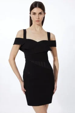 Karen Millen Petite Ponte And Power Mesh Jersey Midi Dress black Hot