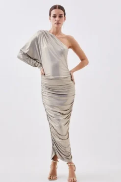 Karen Millen Petite Premium Jersey Metallic Midi Dress gold Best