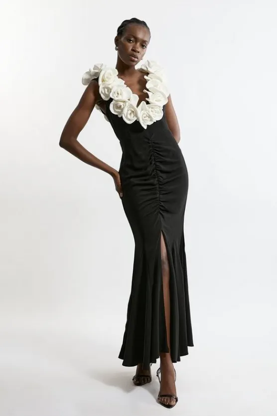 Karen Millen Petite Rosette Drama Maxi Dress mono Discount