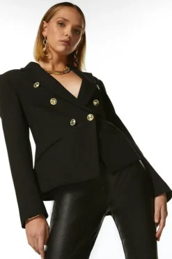 Karen Millen Petite Tailored Button Military Blazer black Best