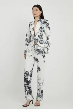 Karen Millen Petite Tailored Crepe Floral Suit Set mono Sale