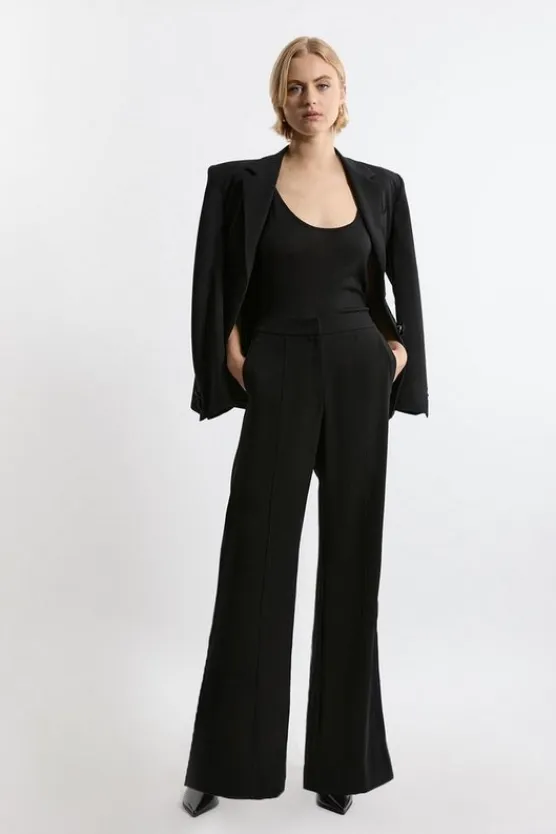 Karen Millen Petite Tailored Crepe Seam Detail Straight Leg Pants black Online