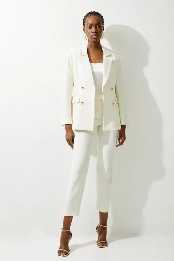 Karen Millen Petite Tailored Doubled Breasted Blazer cream Outlet