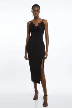 Karen Millen Petite Tailored Lace Detail Midi Pencil Dress black Online