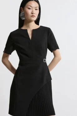 Karen Millen Petite Tailored Military Pleat Side Panel Mini Dress black Hot