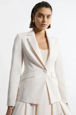 Karen Millen Petite Tailored Twill Single Breasted Jacket cream New