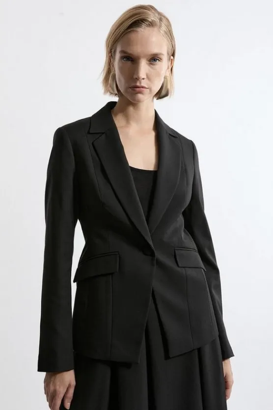 Karen Millen Petite Tailored Twill Single Breasted Jacket black Outlet